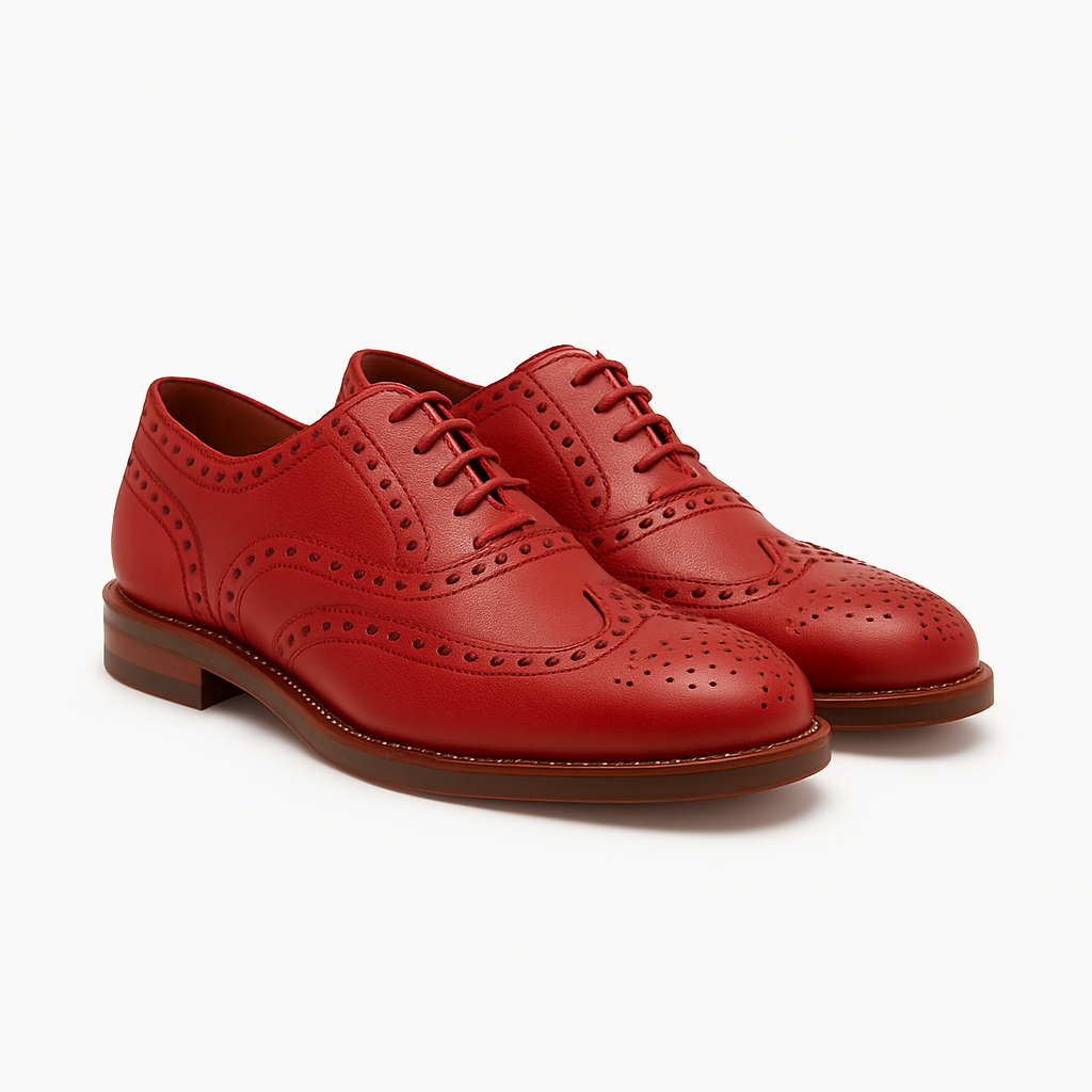 Scarlet Leather Brogues - Marrence Shoes