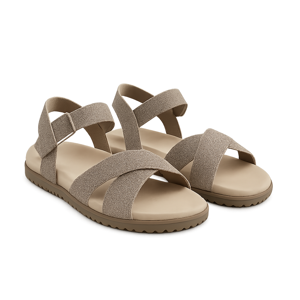 Taupe Linen Sandals - Marrence Shoes
